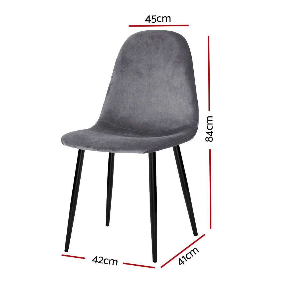 Dining Set: Artiss Dining Chairs Set of 4 Velvet Curved Slope Grey