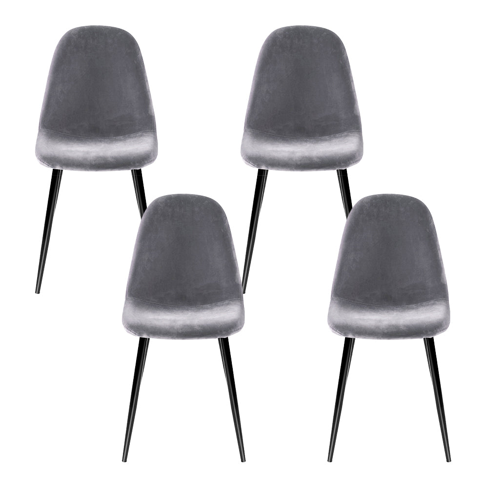 Dining Set: Artiss Dining Chairs Set of 4 Velvet Curved Slope Grey