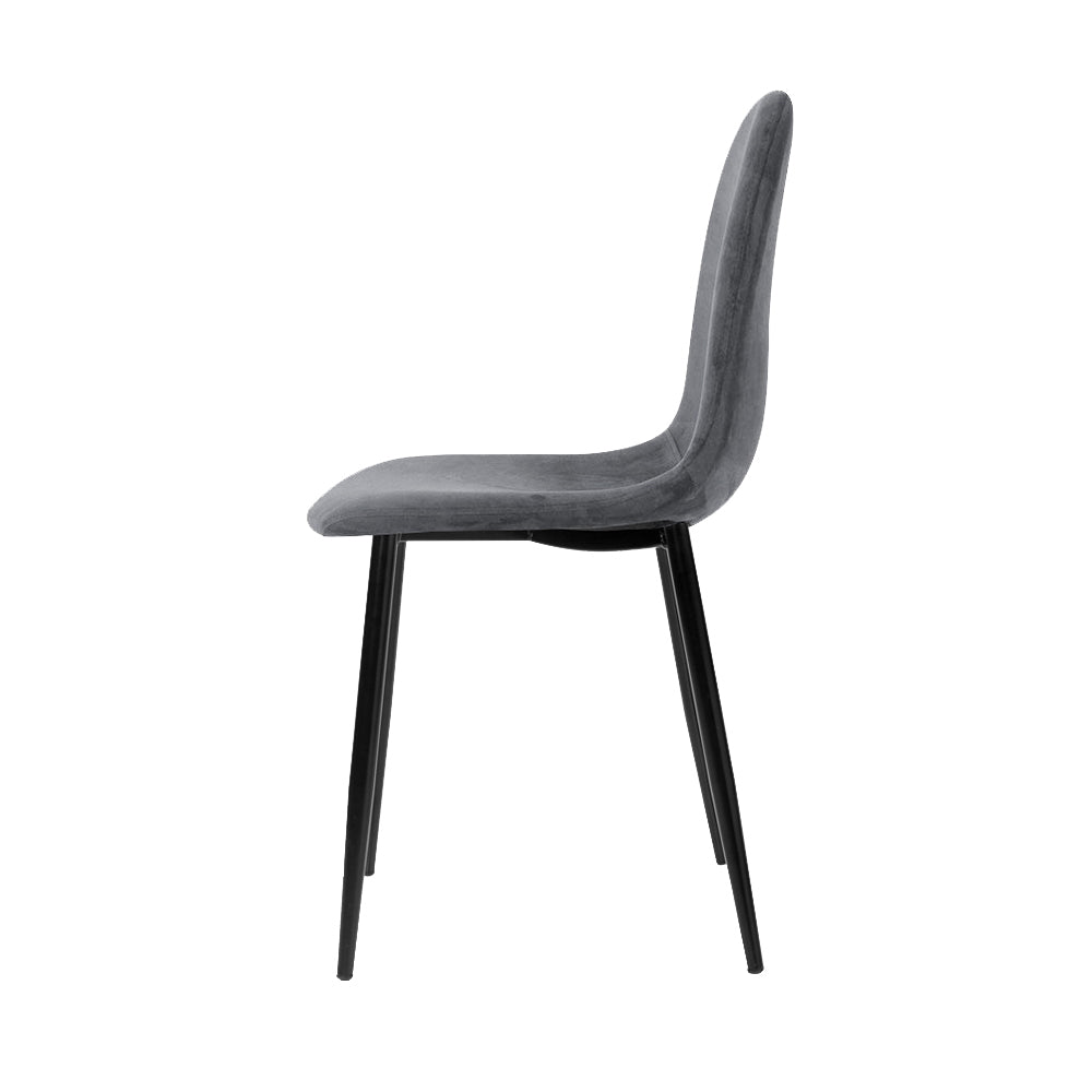 Dining Set: Artiss Dining Chairs Set of 4 Velvet Curved Slope Grey