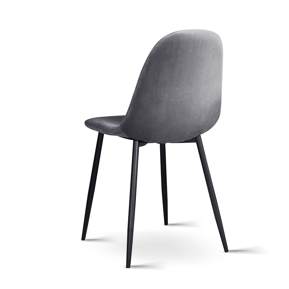 Dining Set: Artiss Dining Chairs Set of 4 Velvet Curved Slope Grey