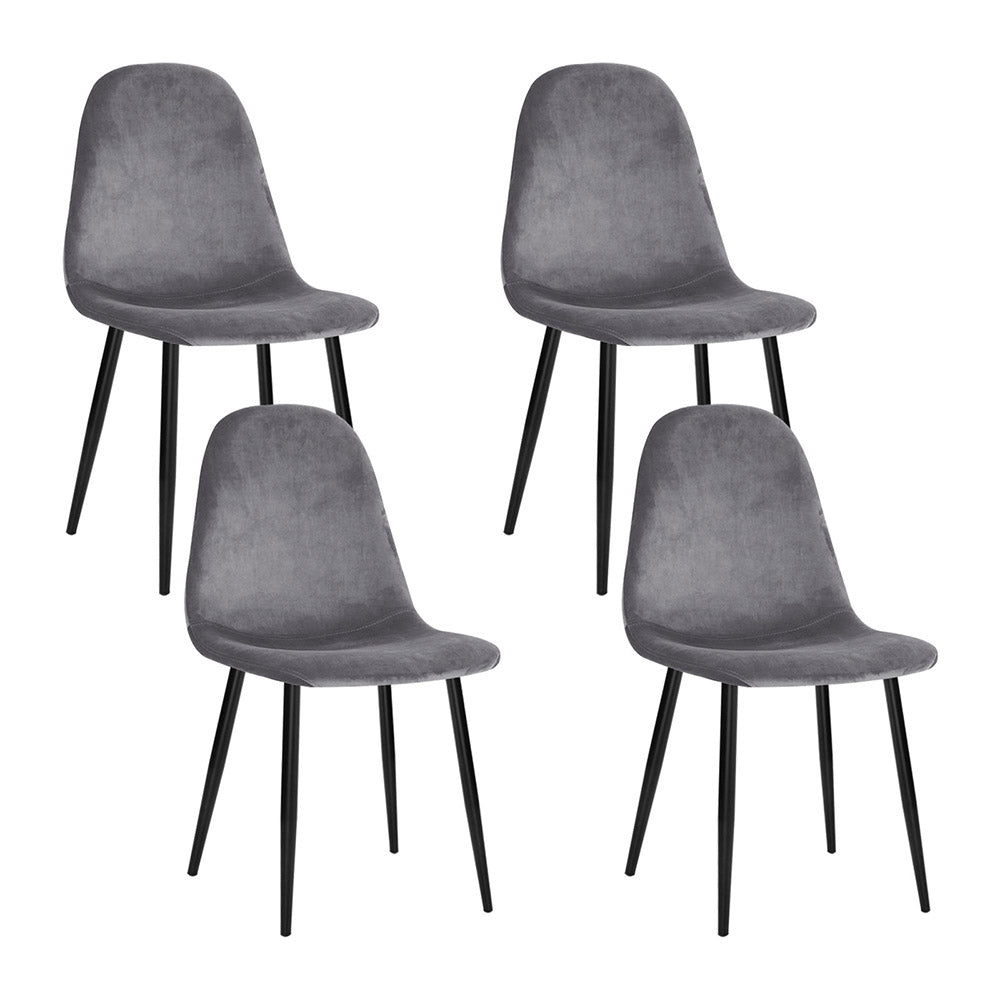 Dining Set: Artiss Dining Chairs Set of 4 Velvet Curved Slope Grey