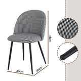 Kitchen & Dining Chairs: Artiss Dining Chairs Set of 2 Linen Solid Curved Houndstooth