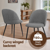 Kitchen & Dining Chairs: Artiss Dining Chairs Set of 2 Linen Solid Curved Houndstooth