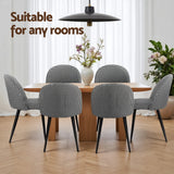 Kitchen & Dining Chairs: Artiss Dining Chairs Set of 2 Linen Solid Curved Houndstooth