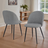 Kitchen & Dining Chairs: Artiss Dining Chairs Set of 2 Linen Solid Curved Houndstooth