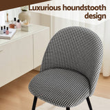 Artiss Dining Chairs Set of 4 Linen Solid Curved Houndstooth