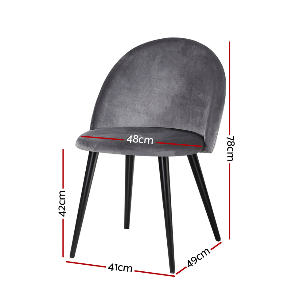 Dining Set: Artiss Dining Chairs Set of 2 Velvet Solid Curved Dark Grey