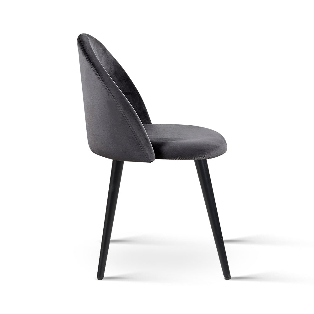Dining Set: Artiss Dining Chairs Set of 2 Velvet Solid Curved Dark Grey