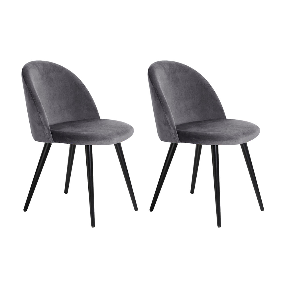 Dining Set: Artiss Dining Chairs Set of 2 Velvet Solid Curved Dark Grey