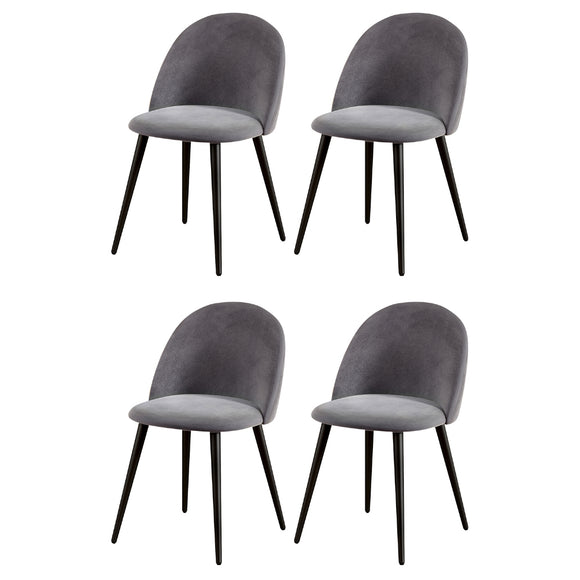 Artiss Dining Chairs Set of 4 Velvet Solid Curved Dark Grey