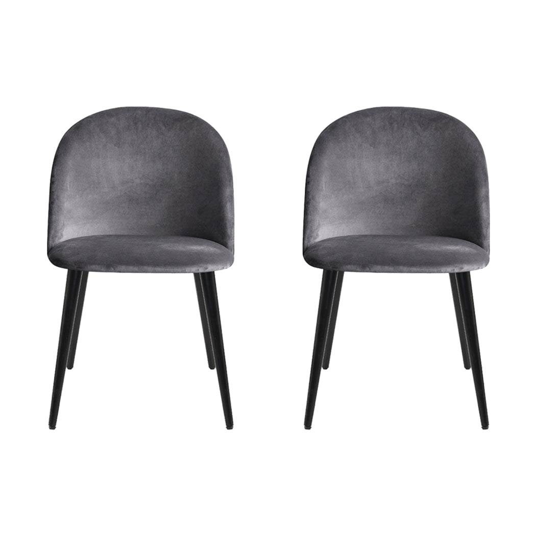Kitchen & Dining Chairs: Artiss Dining Chairs Set of 4 Velvet Solid Curved Dark Grey