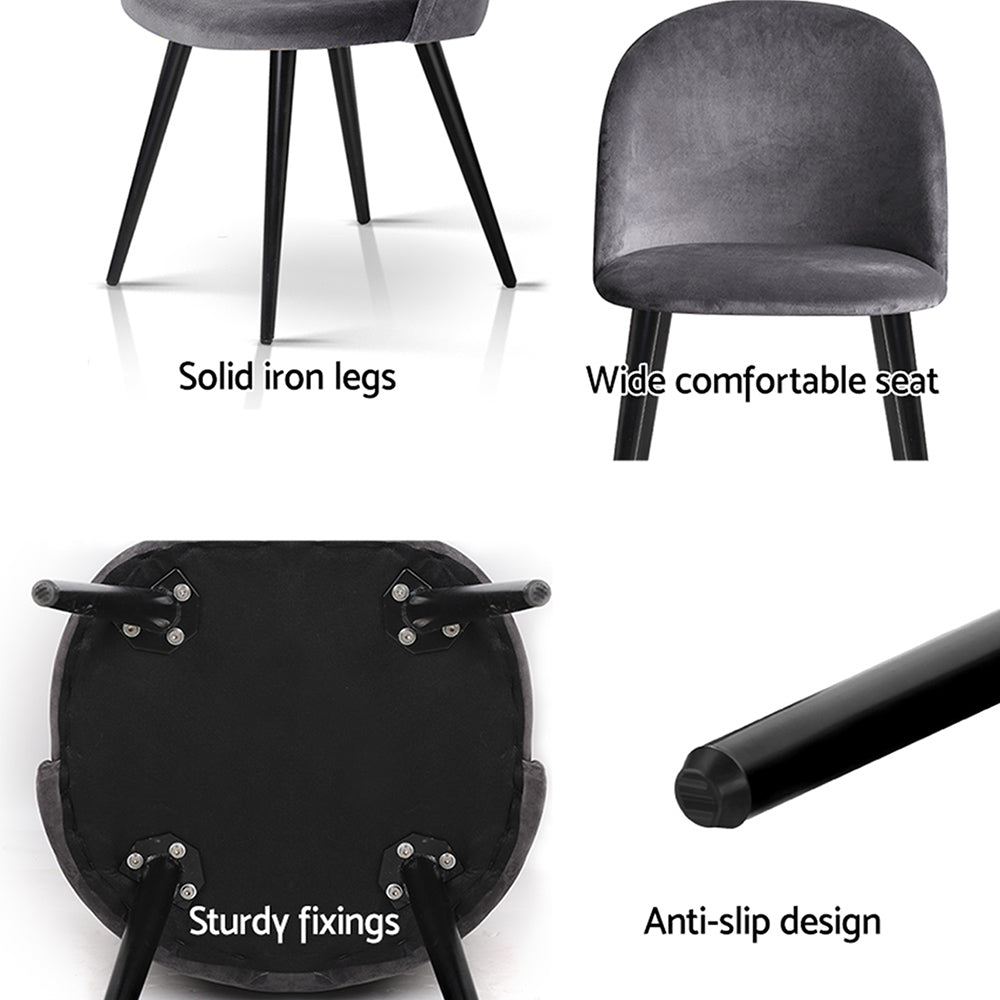 Kitchen & Dining Chairs: Artiss Dining Chairs Set of 4 Velvet Solid Curved Dark Grey