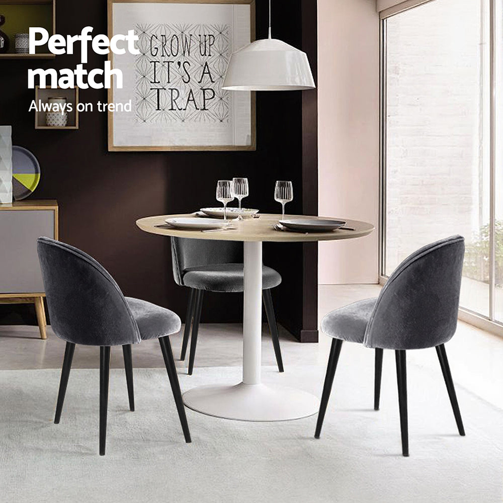Kitchen & Dining Chairs: Artiss Dining Chairs Set of 4 Velvet Solid Curved Dark Grey