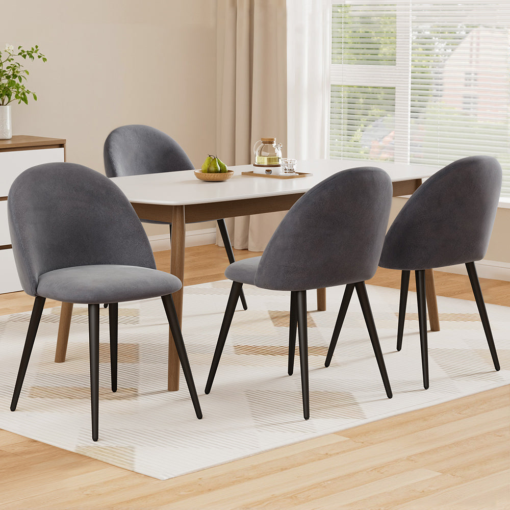 Kitchen & Dining Chairs: Artiss Dining Chairs Set of 4 Velvet Solid Curved Dark Grey