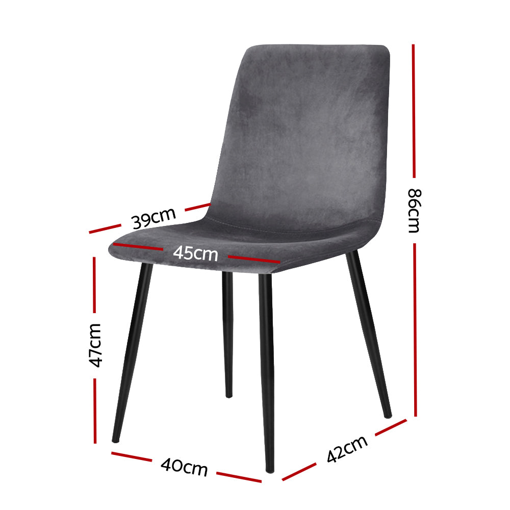 Dining Set: Artiss Dining Chairs Set of 4 Velvet Horizontal Slope Grey