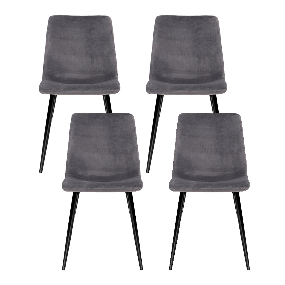 Dining Set: Artiss Dining Chairs Set of 4 Velvet Horizontal Slope Grey