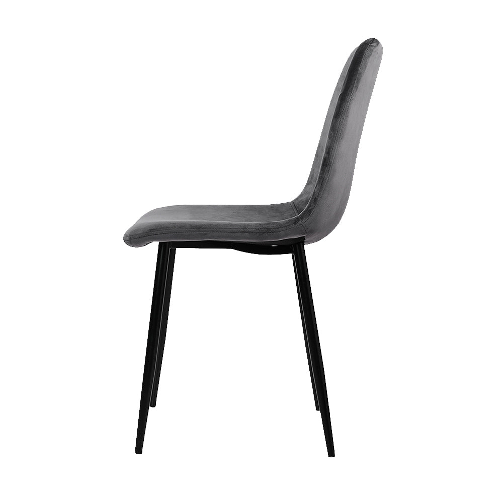 Dining Set: Artiss Dining Chairs Set of 4 Velvet Horizontal Slope Grey