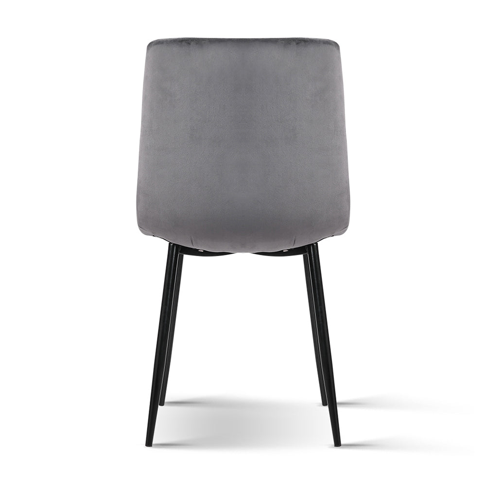 Dining Set: Artiss Dining Chairs Set of 4 Velvet Horizontal Slope Grey