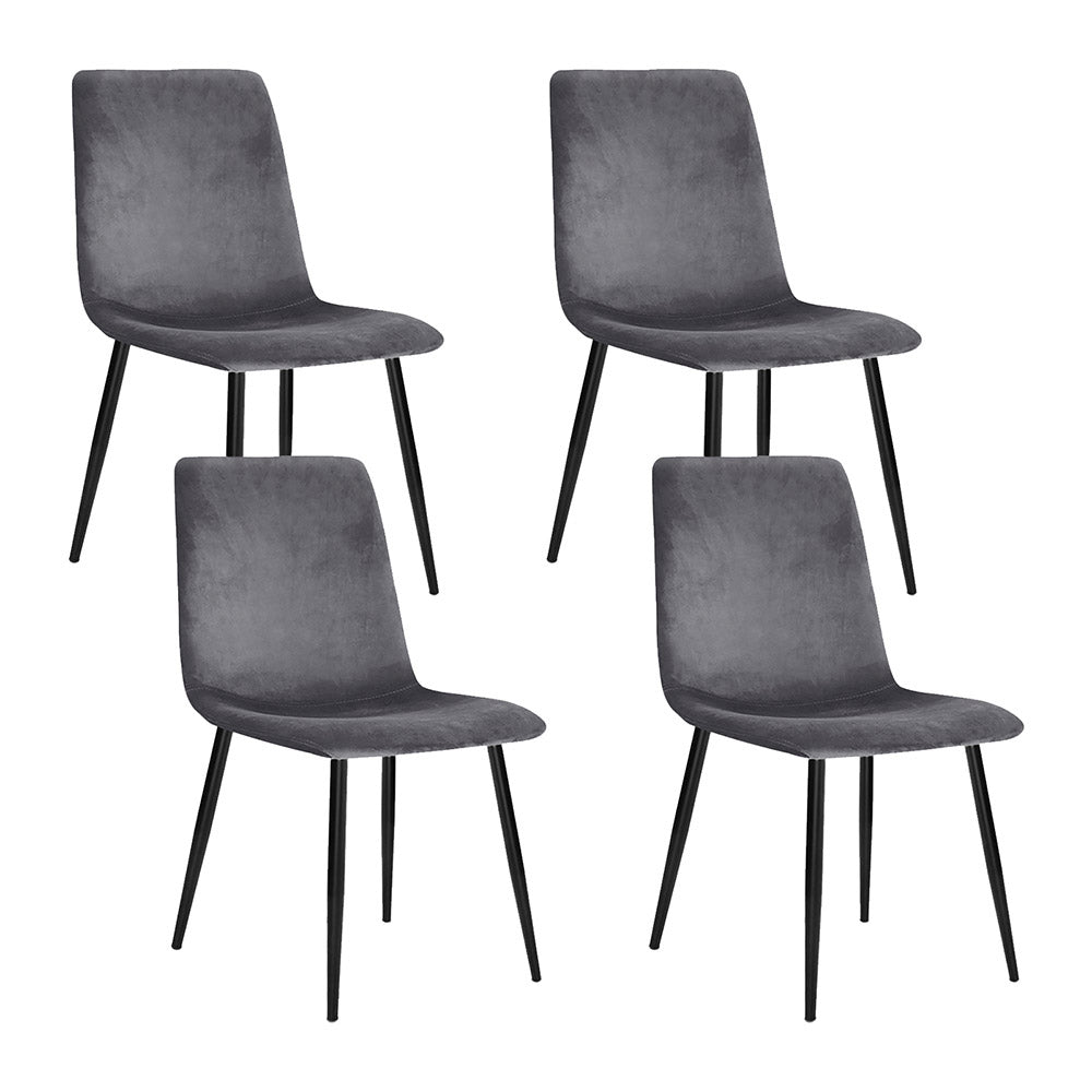 Dining Set: Artiss Dining Chairs Set of 4 Velvet Horizontal Slope Grey