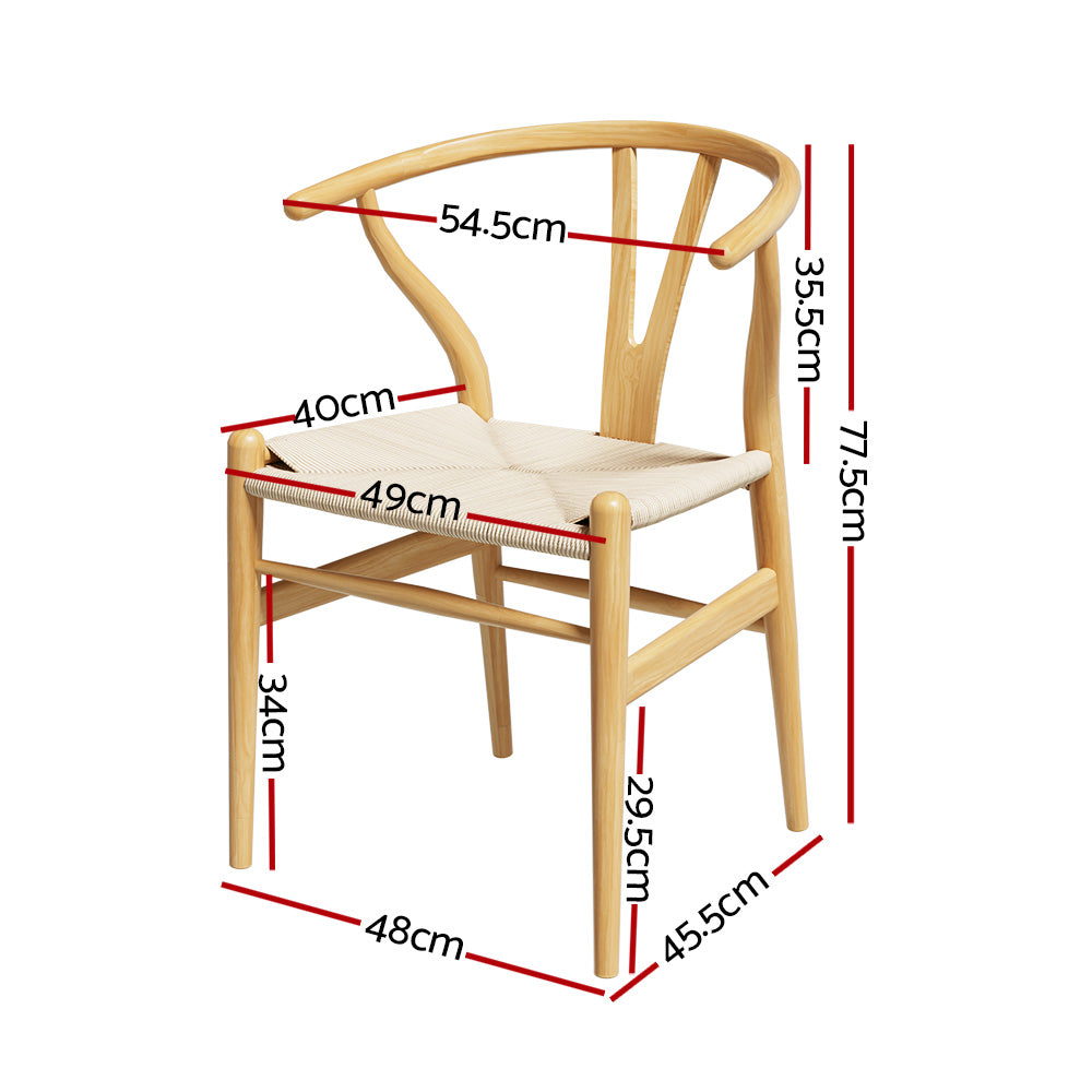 Outdoor Chairs: Artiss Dining Chair Wooden Rattan Seat Wishbone Back
