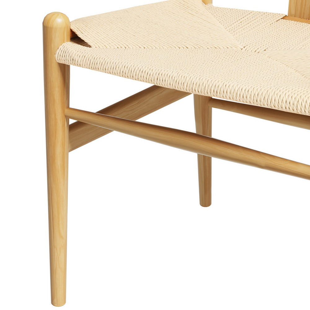 Outdoor Chairs: Artiss Dining Chair Wooden Rattan Seat Wishbone Back