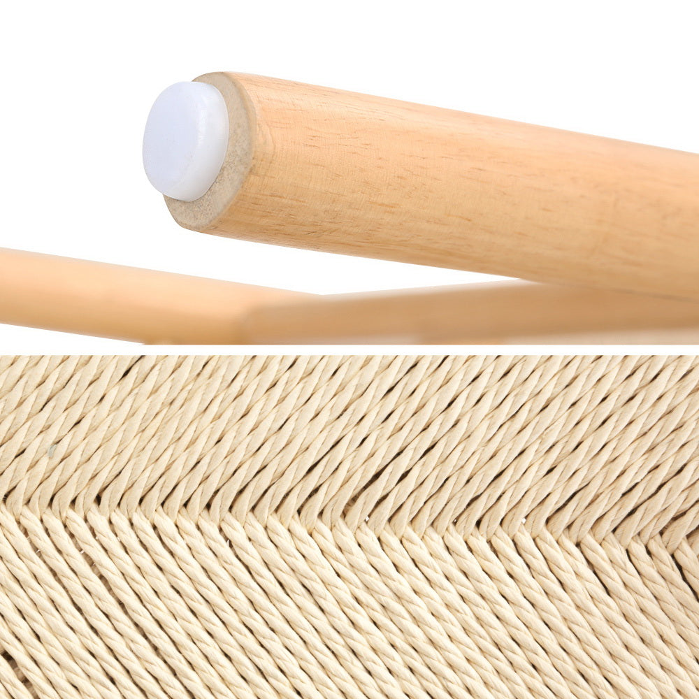 Outdoor Chairs: Artiss Dining Chair Wooden Rattan Seat Wishbone Back