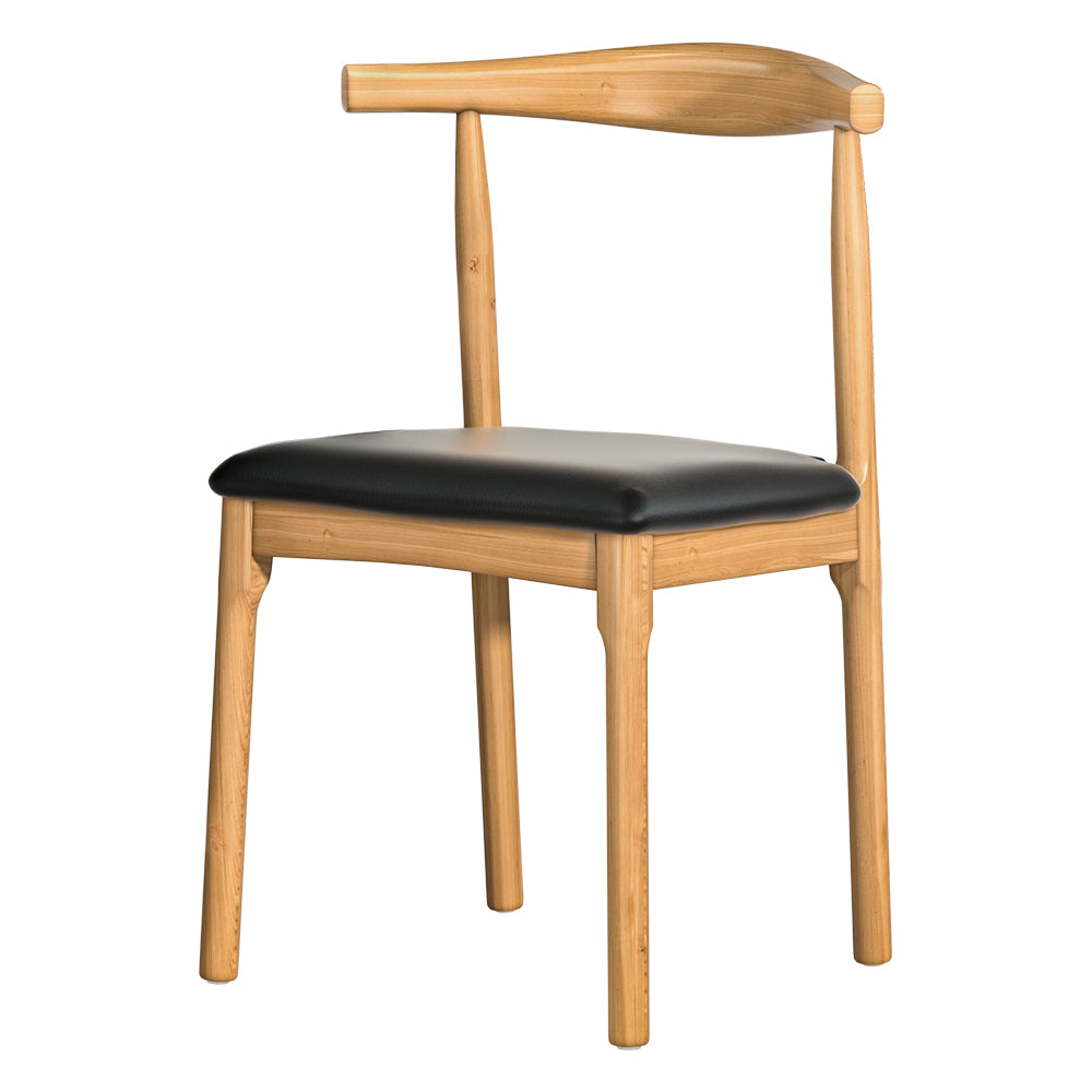 Office & Desk Chairs: Artiss Dining Chair Rubber Wood Leather Seat Black