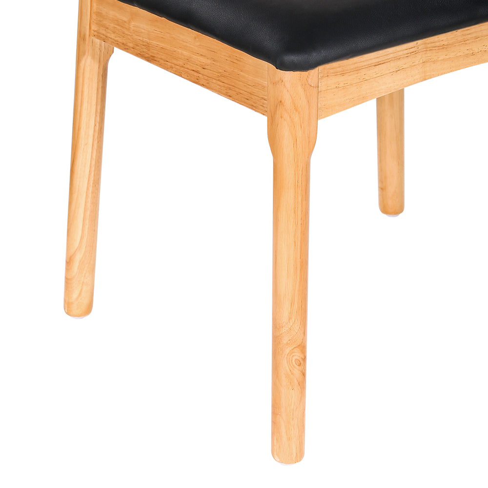 Office & Desk Chairs: Artiss Dining Chair Rubber Wood Leather Seat Black