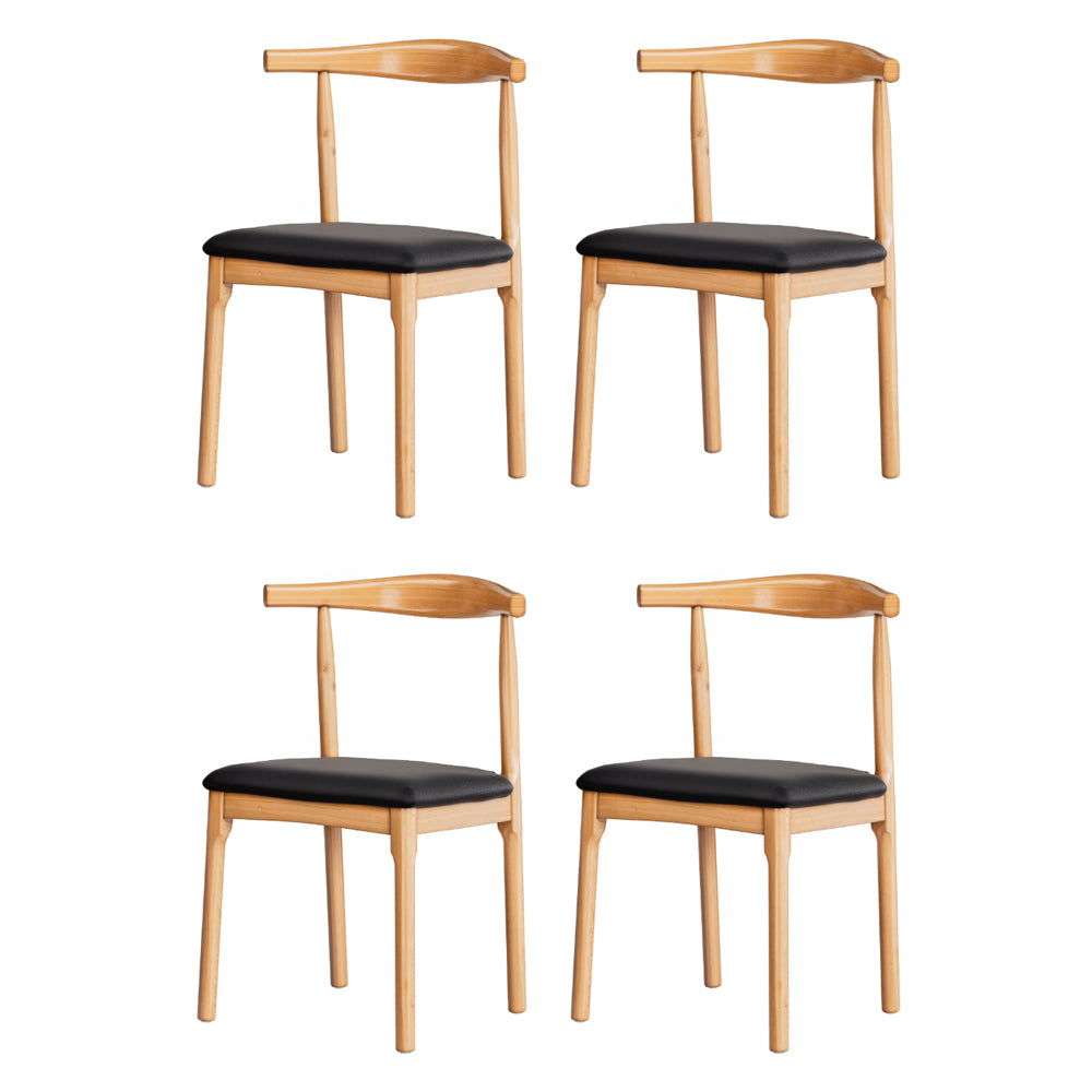 Kitchen & Dining Chairs: Artiss 4x Dining Chairs Rubber Wood Leather Seat Black