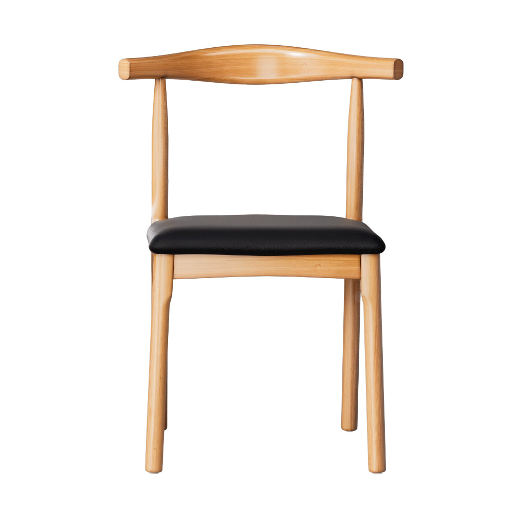 Kitchen & Dining Chairs: Artiss 4x Dining Chairs Rubber Wood Leather Seat Black