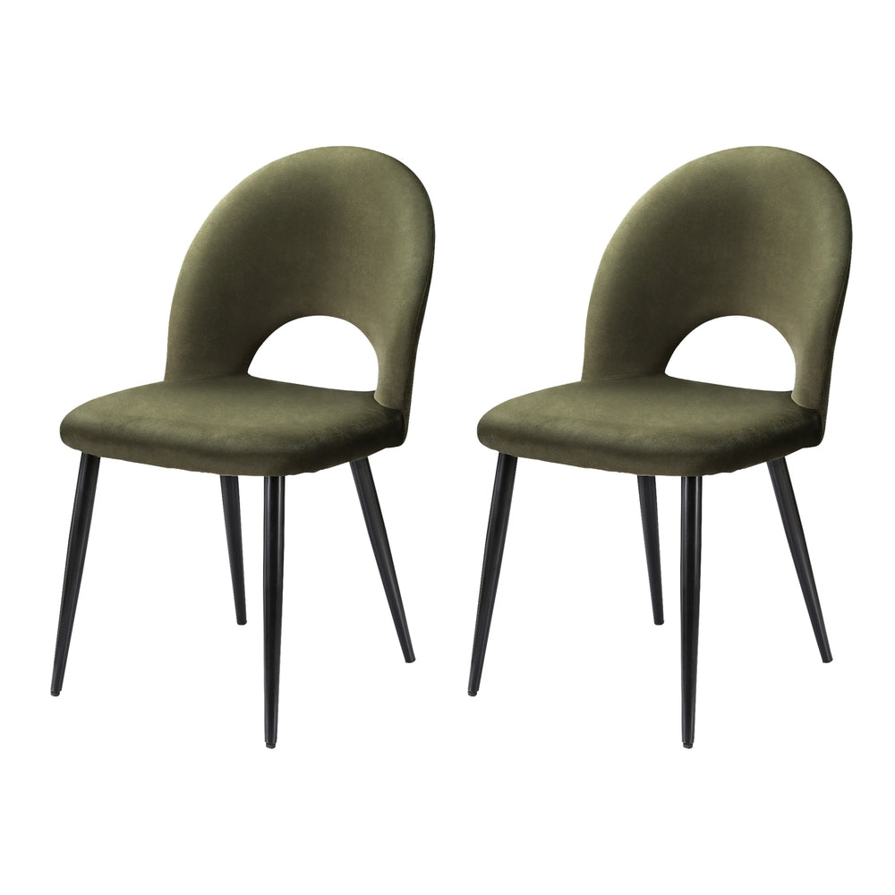 Dining Set: Artiss Dining Chairs Set of 2 Velvet Hollow Green