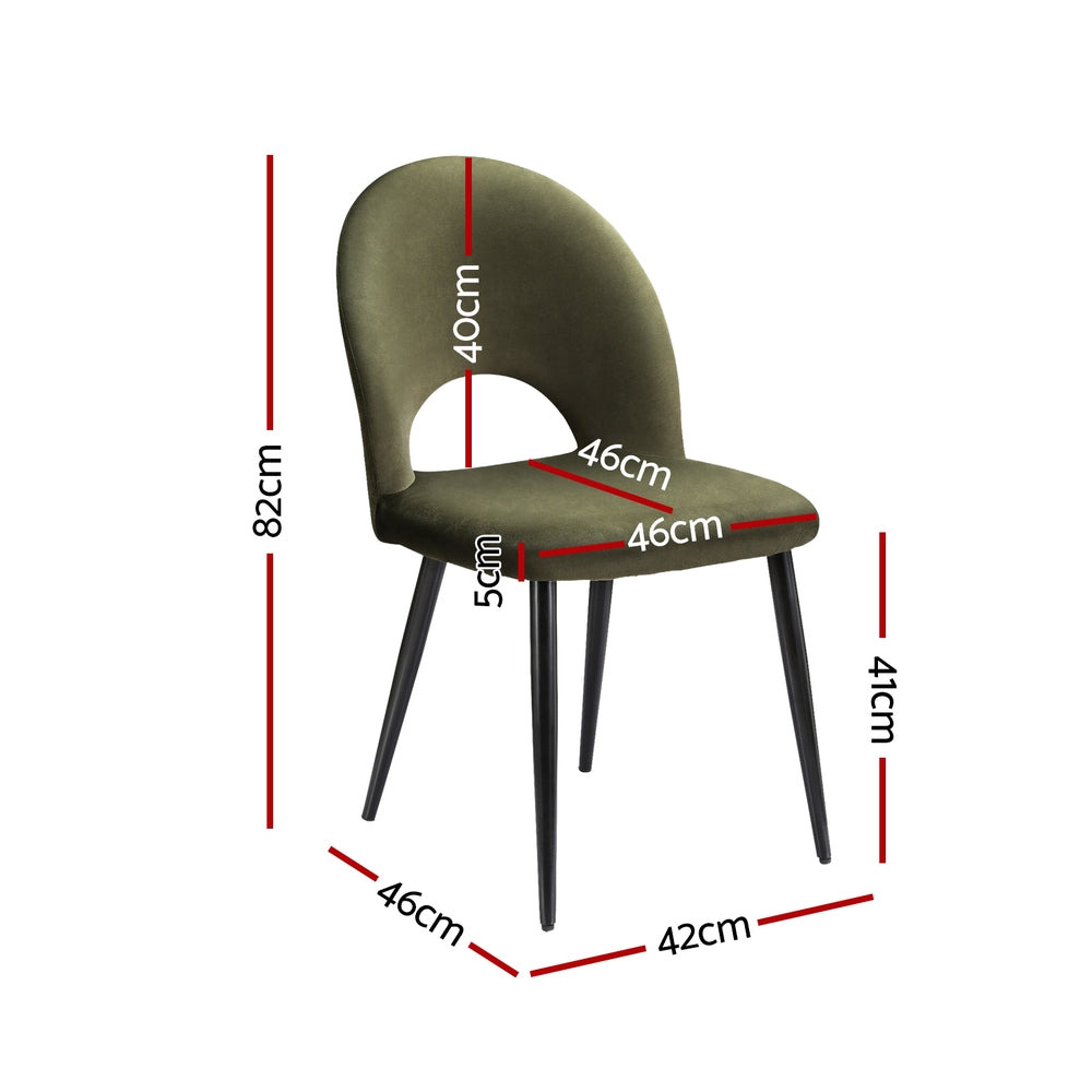 Dining Set: Artiss Dining Chairs Set of 2 Velvet Hollow Green