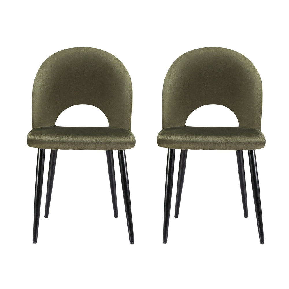 Dining Set: Artiss Dining Chairs Set of 2 Velvet Hollow Green
