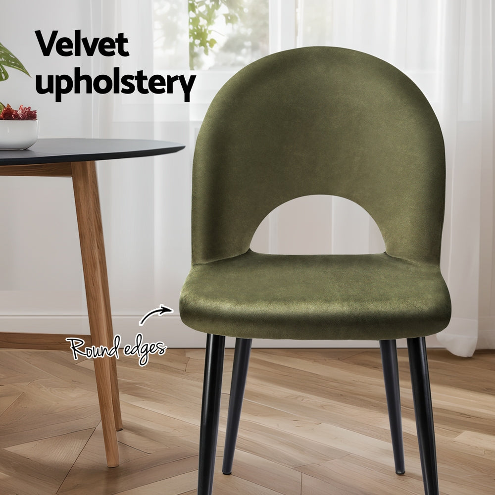 Dining Set: Artiss Dining Chairs Set of 2 Velvet Hollow Green