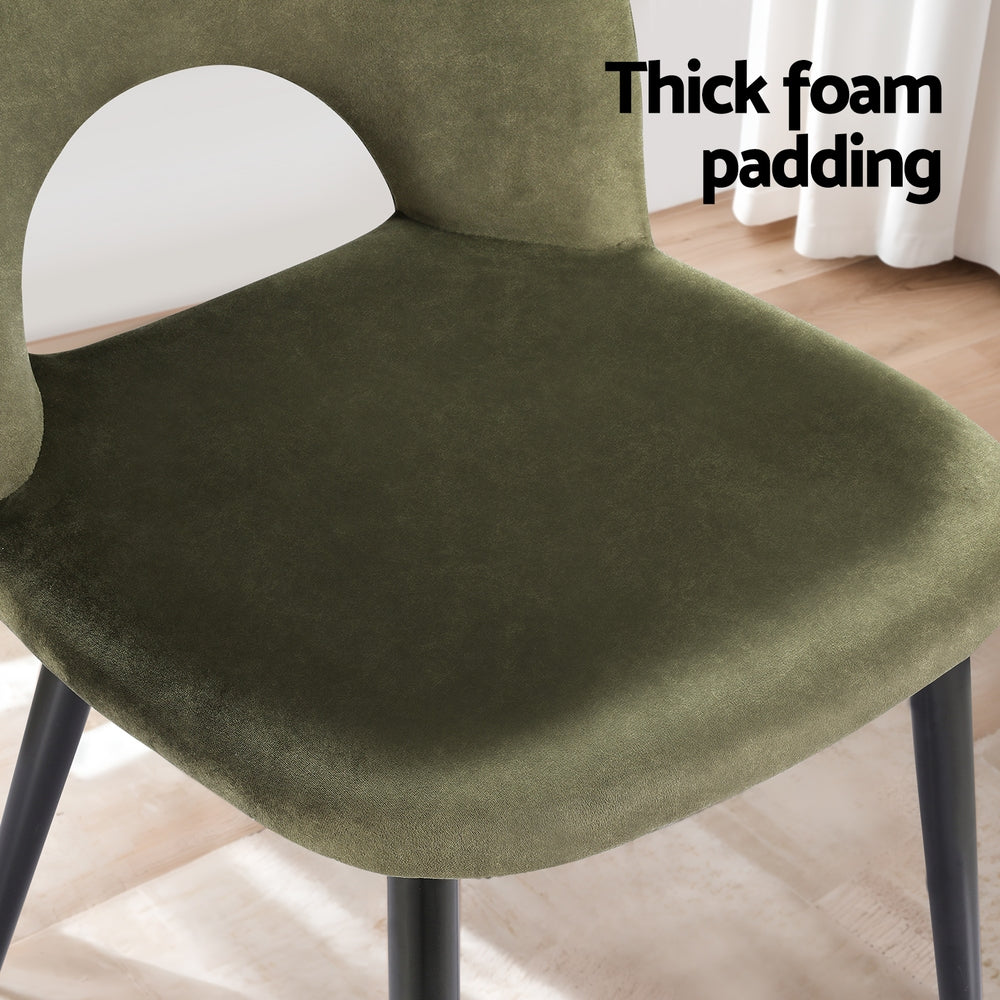 Dining Set: Artiss Dining Chairs Set of 2 Velvet Hollow Green
