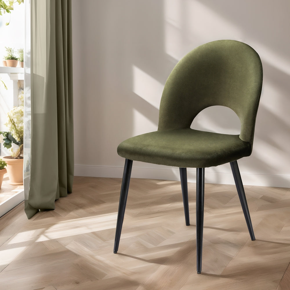 Dining Set: Artiss Dining Chairs Set of 2 Velvet Hollow Green