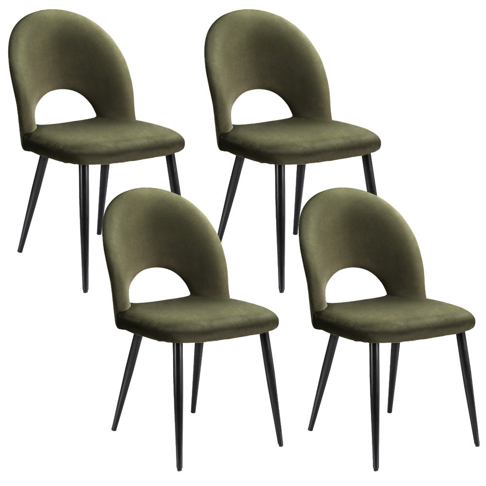 Kitchen & Dining Chairs: Artiss Dining Chairs Set of 4 Velvet Hollow Green