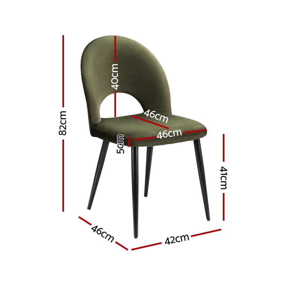 Kitchen & Dining Chairs: Artiss Dining Chairs Set of 4 Velvet Hollow Green