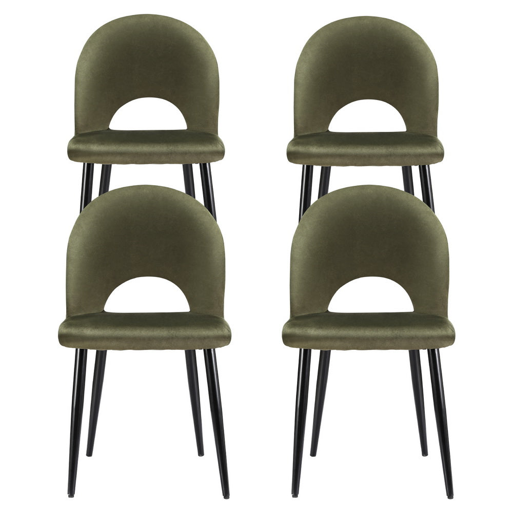 Kitchen & Dining Chairs: Artiss Dining Chairs Set of 4 Velvet Hollow Green