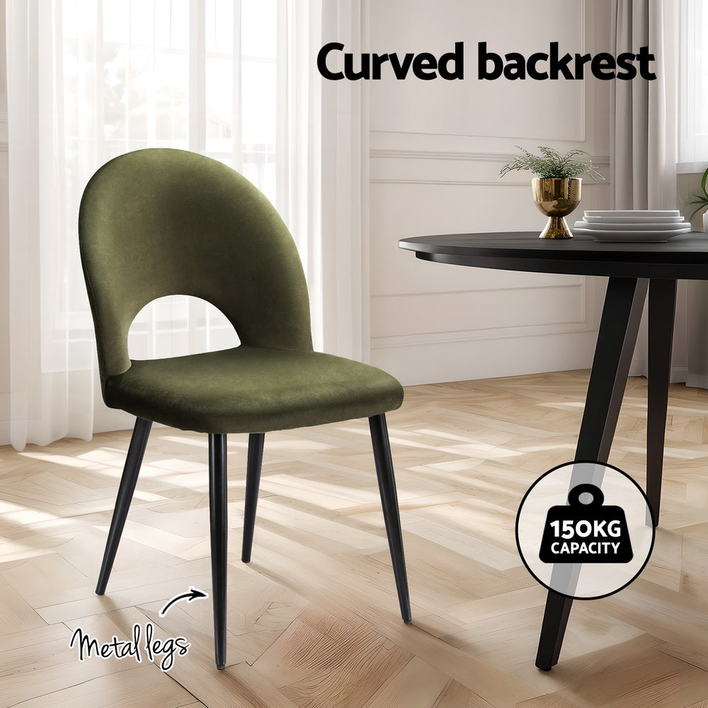 Kitchen & Dining Chairs: Artiss Dining Chairs Set of 4 Velvet Hollow Green