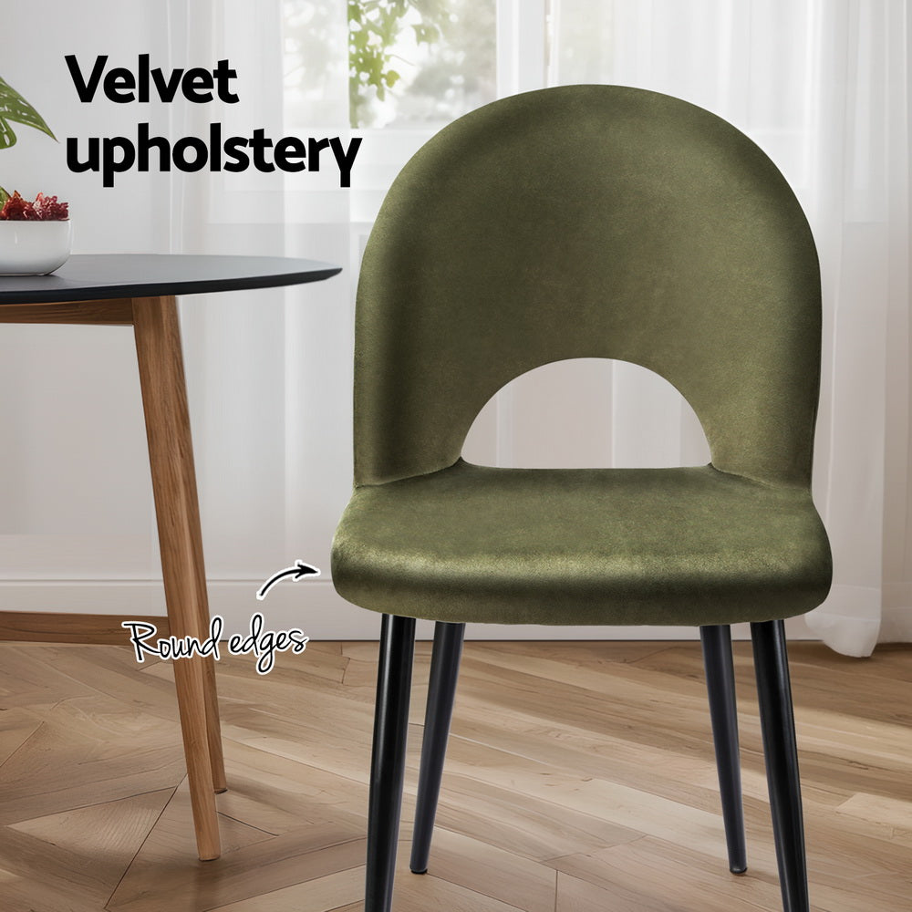 Kitchen & Dining Chairs: Artiss Dining Chairs Set of 4 Velvet Hollow Green