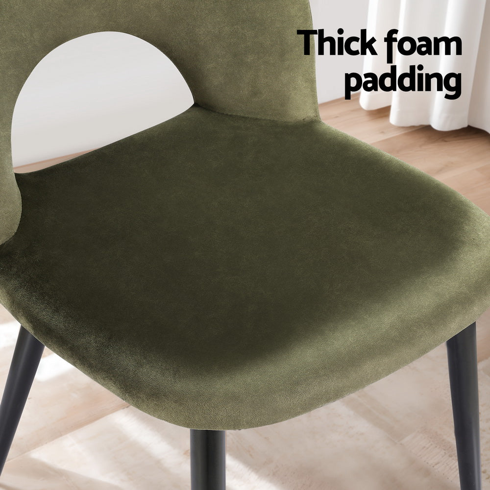 Kitchen & Dining Chairs: Artiss Dining Chairs Set of 4 Velvet Hollow Green