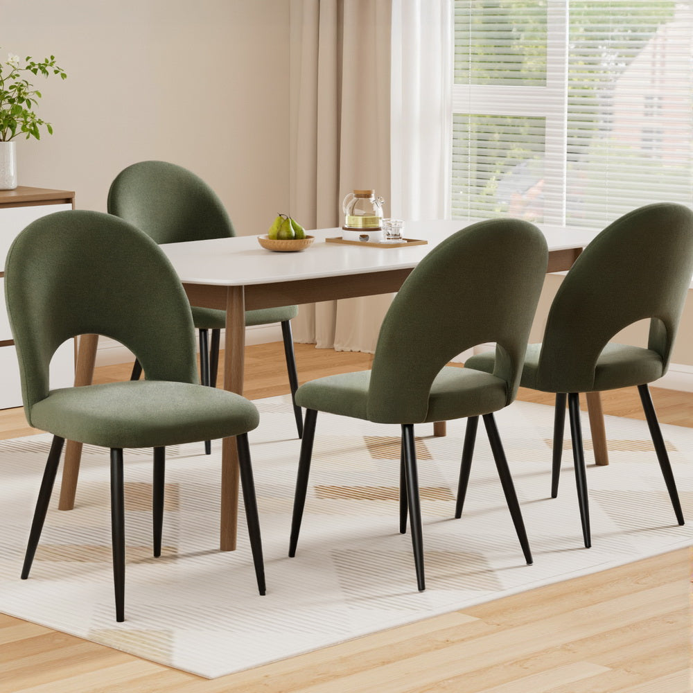 Kitchen & Dining Chairs: Artiss Dining Chairs Set of 4 Velvet Hollow Green