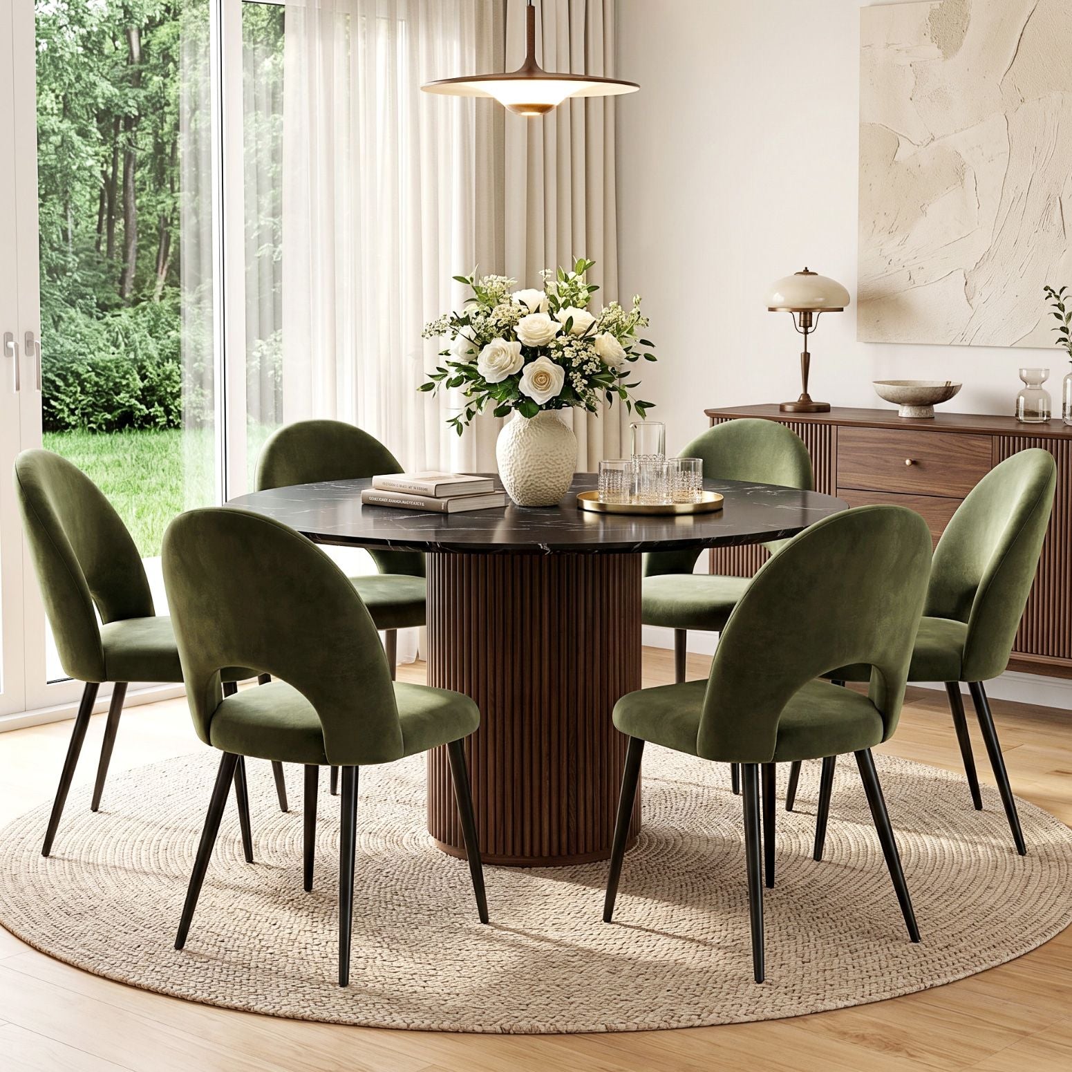 Artiss Dining Chairs Set of 6 Velvet Hollow Green
