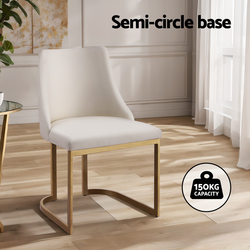 Dining Set: Artiss Dining Chairs Set of 2 Linen Fabric Frame Beige