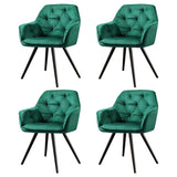 Artiss Dining Chairs Set of 4 Velvet Diamond Tufted Armchair Green