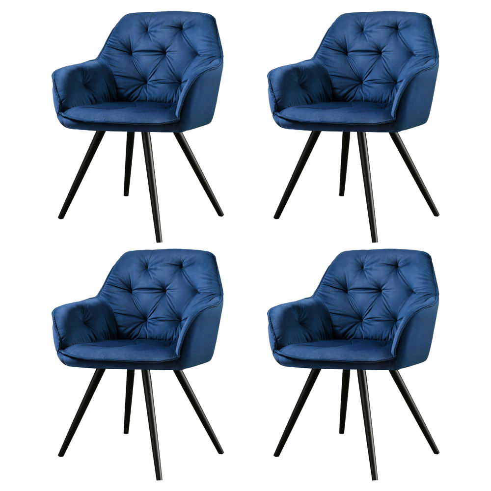 Kitchen & Dining Chairs: Artiss Dining Chairs Set of 4 Velvet Diamond Tufted Armchair Blue