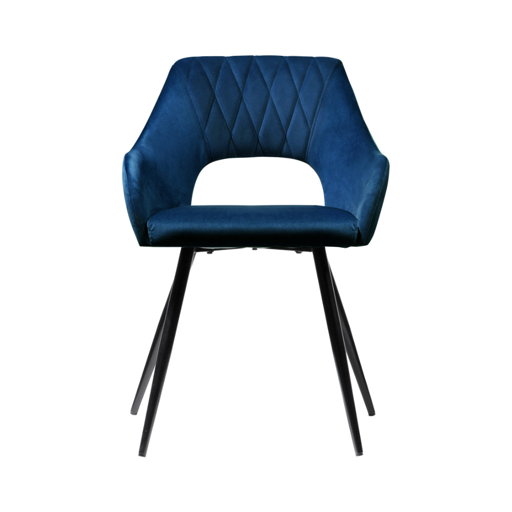 Kitchen & Dining Chairs: Artiss Dining Chairs Set of 2 Velvet Hollow Armchair Blue