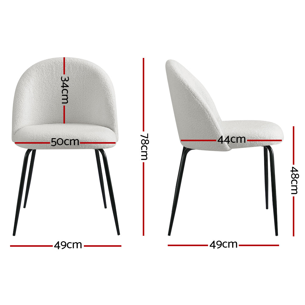 Dining Set: Artiss Dining Chairs Set of 2 Sherpa Boucle White