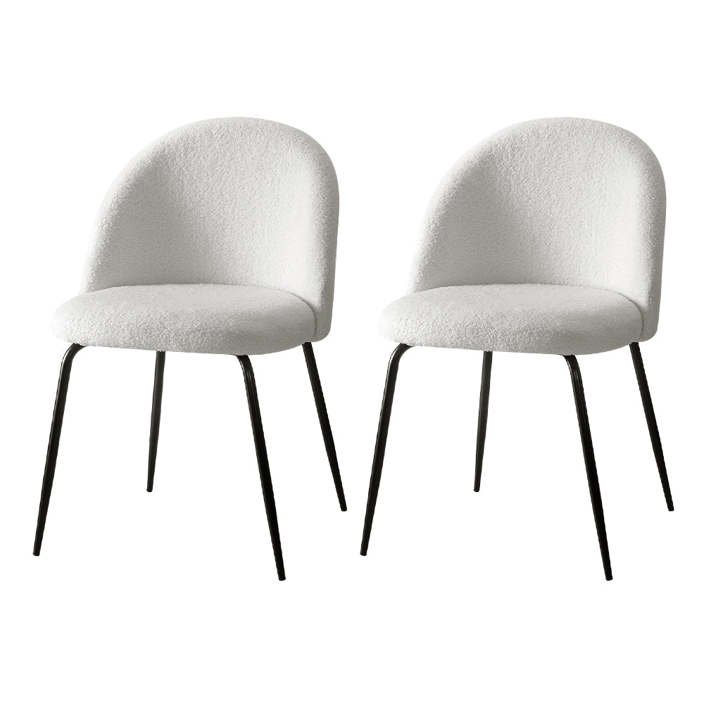 Dining Set: Artiss Dining Chairs Set of 2 Sherpa Boucle White